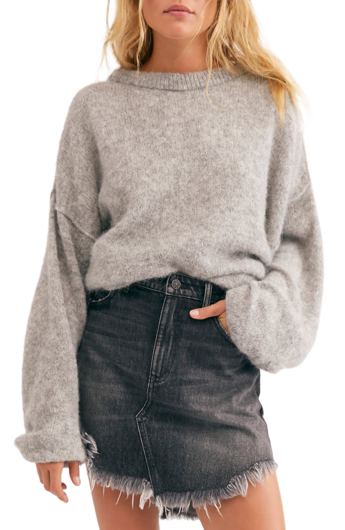 Free People Women's Angelic Pullover Gray Size Small
