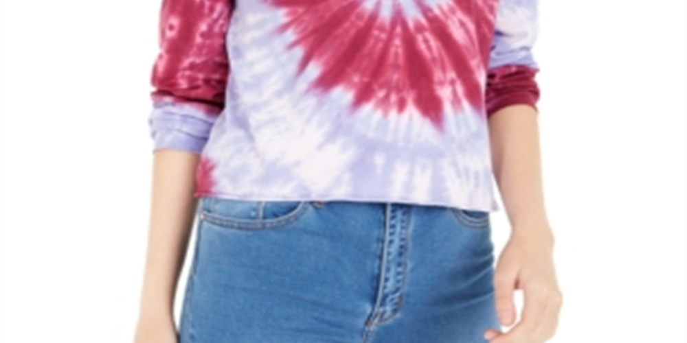 Rebellious One Women's Tie Dye Printed Long Top Purple Size Small