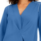 Alfani Women's Contrast Trim V Neck Tunic Top Blue Size Medium