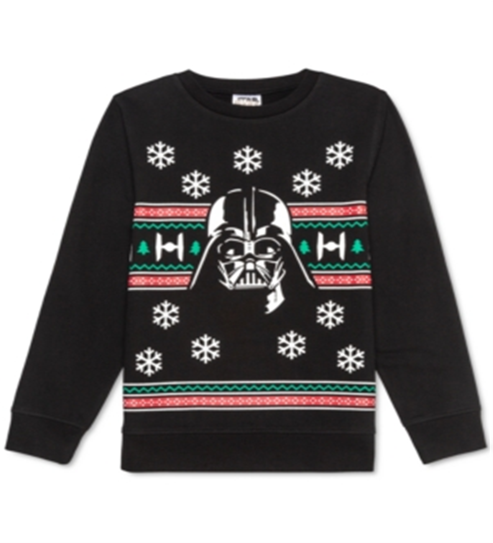 Star Wars Big Boy's Darth Vader Holiday Sweatshirt Black Size Small