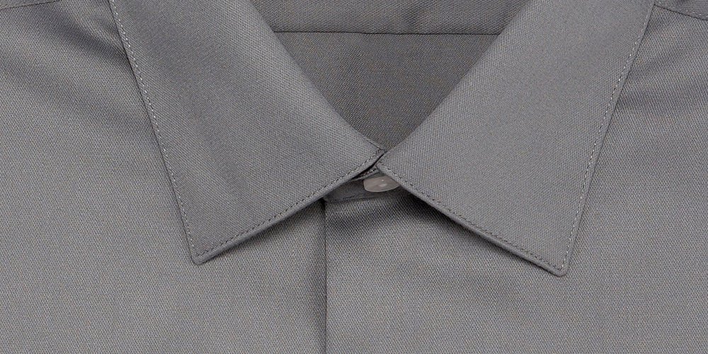 Van Heusen Men's Regular Fit Sateen Dress Shirt  Gray Size 17.5X34-35