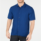 Alfani Men's Linen Blend Wear to Work Button-Down Shirt Blue Size 3XL