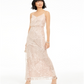 Adrianna Papell Women's  Sequined Spaghetti Strap V Neck Maxi Evening Sheath Dress Pink Size 16