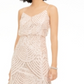Adrianna Papell Women's  Sequined Spaghetti Strap V Neck Maxi Evening Sheath Dress Pink Size 16