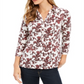 Charter Club Women's Printed 34-Sleeve Polo Cloud Combo  Size  XL
