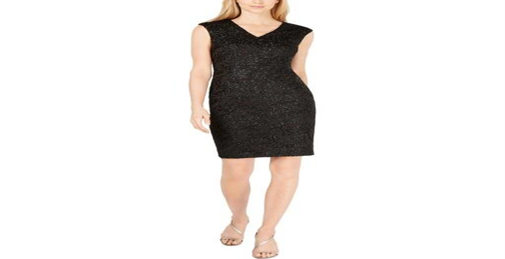 Calvin Klein Women's Embroidered Mini Scuba Dress Black Size 4
