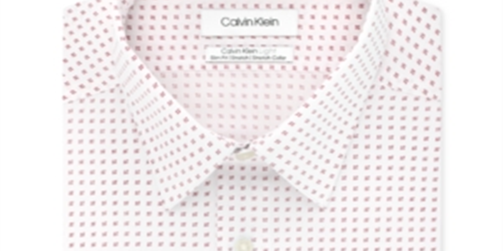 Calvin Klein Men's Stretch Print Dress Shirt Crimson Red Size 16X34-35