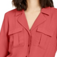 Inc International Concepts Women's Petite Tie-Front Utility Shirt Grapefruit Petite S