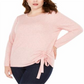 INC International Concepts Women's Plus Drawstring Ruched Top Pink Size 4X