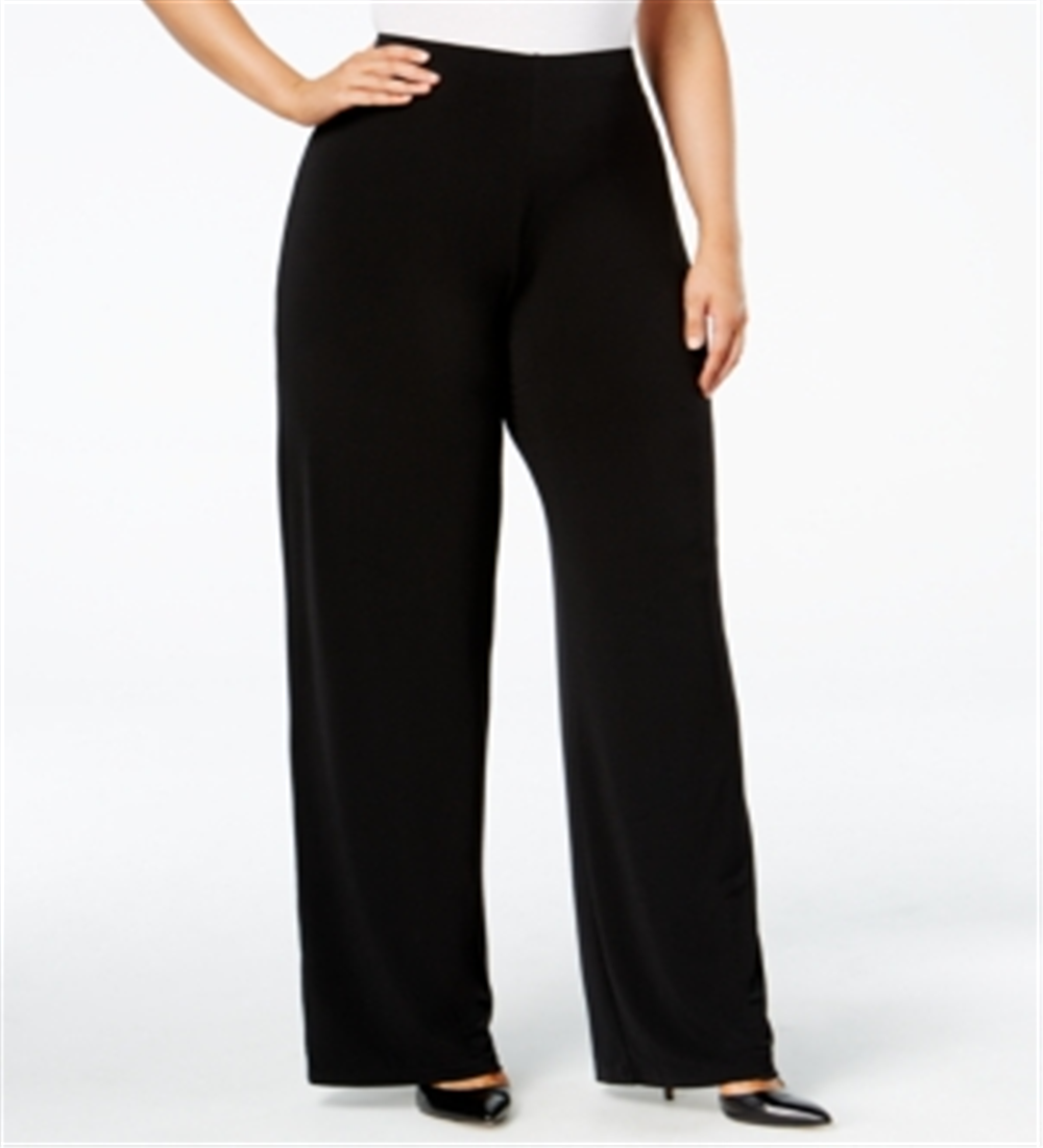 Alfani Women's Plus Knit Wide Leg Pants Black Size 1X