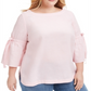 Charter Club Women's Linen Bell Sleeve Top Pink Size 3X