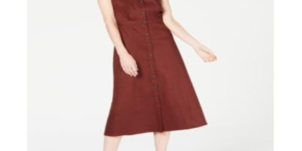 Alfani Women's  Petite Button-Through MIDI Dress  Brown Size 16 P