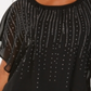 JM Collection Women's Jewel-Embellished Top  Black Size XS