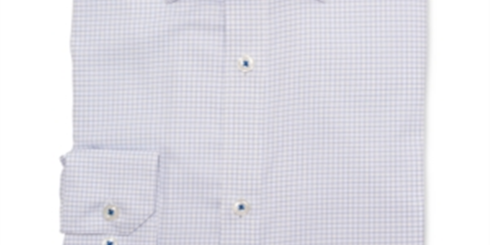 Ryan Seacrest Distinction Men's Slim Fit Non Iron Performance Stretch Check Graph Check Dress Blue Size 18X32X33