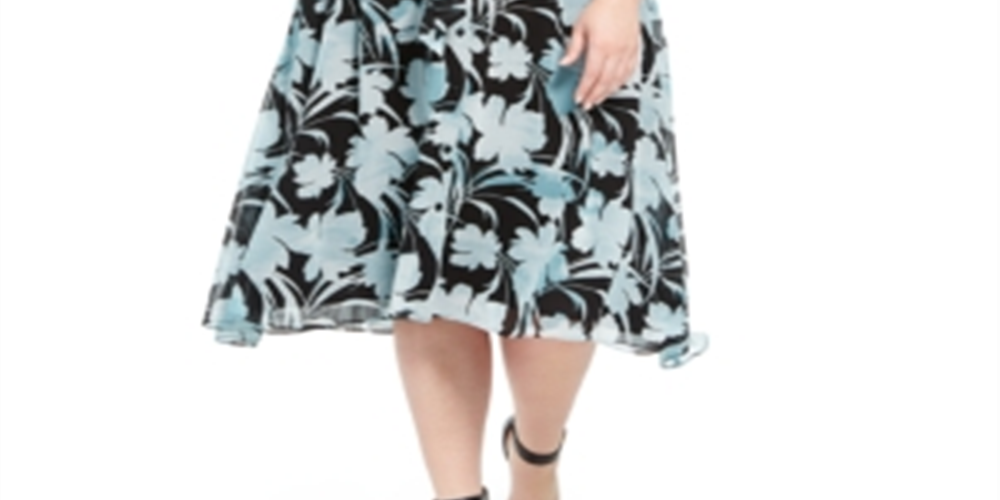 Alfani Women's Printed Shirtdress Blue Size -3X
