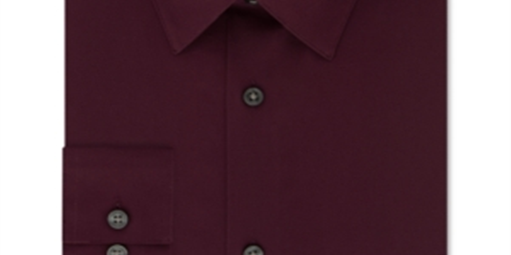 Calvin Klein Men's Slim-Fit Stretch Flex Collar Dress Shirt Wine Size 17.5X34-35