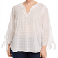 Michael Kors Women's Plus Cotton Tie Sleeve Shirt White Size 1X