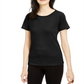 Bar III Women's Textured Scoop Neck Top Black Size Small