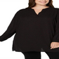 Anne Klein Women's Plus Printed V Neck Tunic Top Black Size 1X