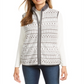 Karen Scott Women's Sport Fairisle Print Sherpa Trim Vest Gray Size M