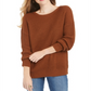 Style & Co Women's Ribbed Drop Shoulder Sweater Brown Size Petite Medium