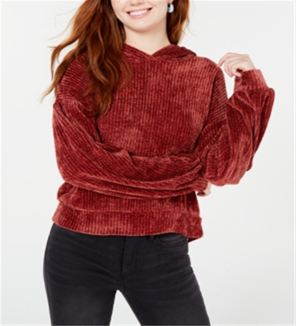 Gypsies and Moondust Women's Chenille Long Sleeves Hoodie Red Size X-Lage