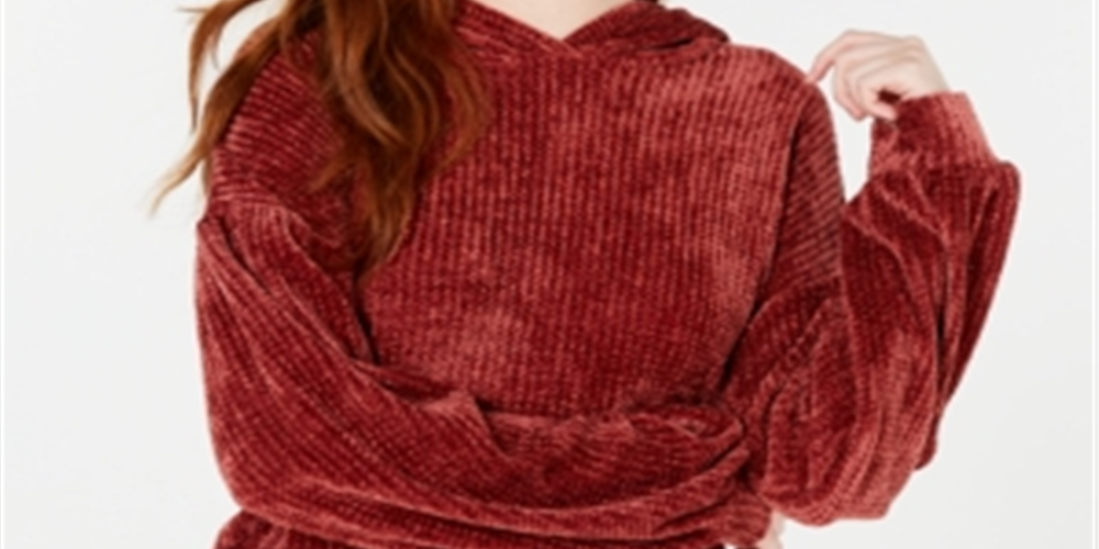 Gypsies and Moondust Women's Chenille Long Sleeves Hoodie Red Size X-Lage