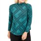 JM Collection Women's Printed Turtleneck Top Green Size Petite S
