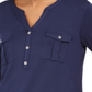 Style & Co Women'ss Heather Cuffed V Neck Blouse Top Blue Size Small