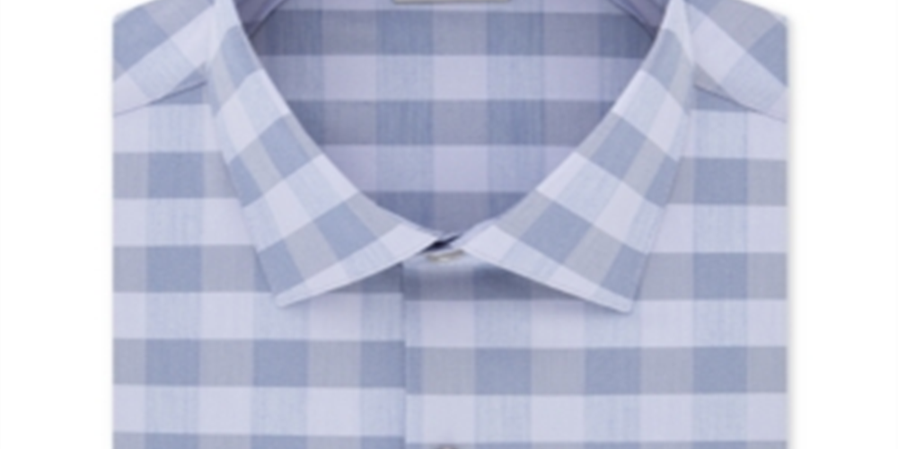 Kenneth Cole Reaction Men's Slim Fit Performance Stretch Check Dress Shirt Blue Size 32-33