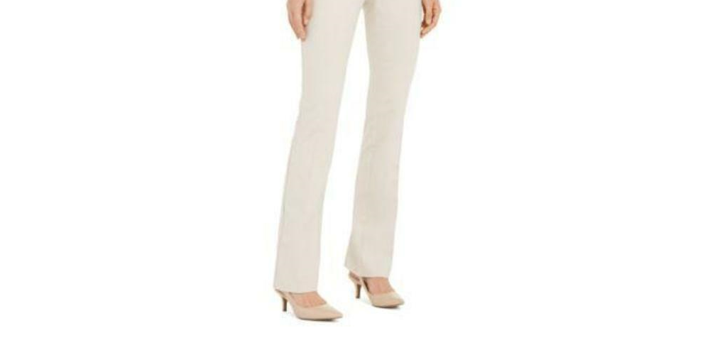Alfani Women's Hardware Waist Trouser Pants Beige Size 8