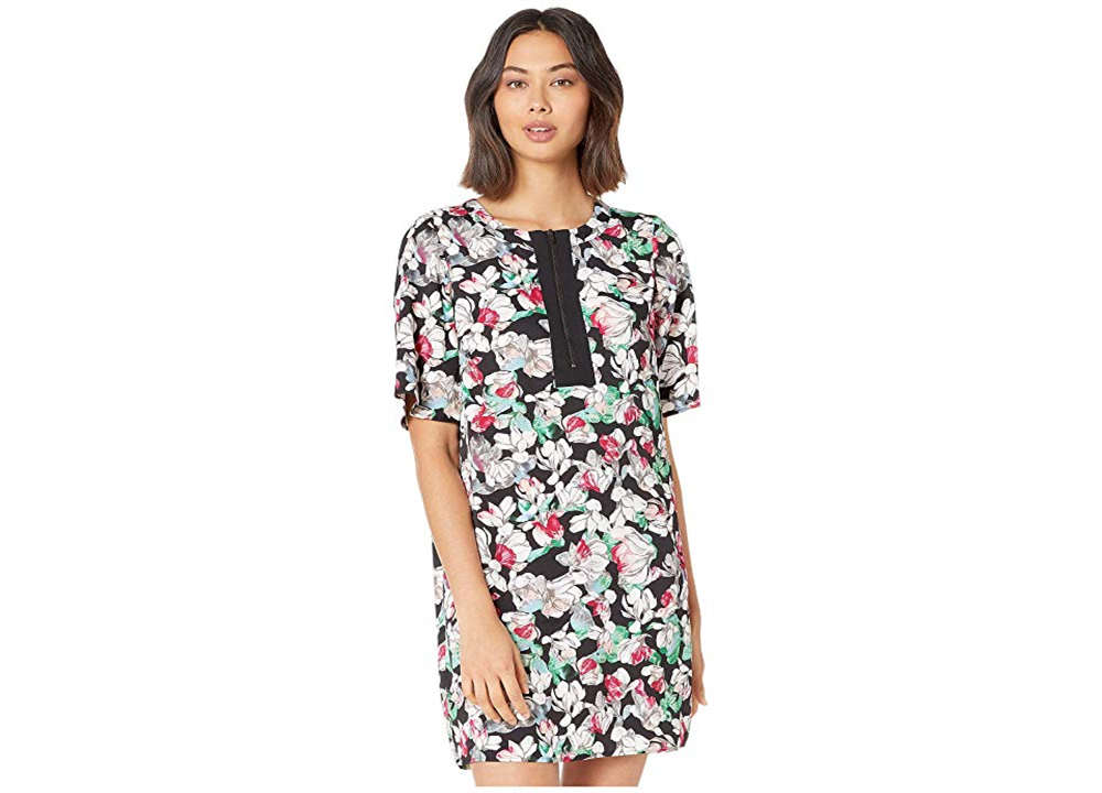 BCBGMAXAZRIA महिलाओं के लिए फ्लोरल प्रिंट शिफ्ट ड्रेस फ्लोरल साइज़ L