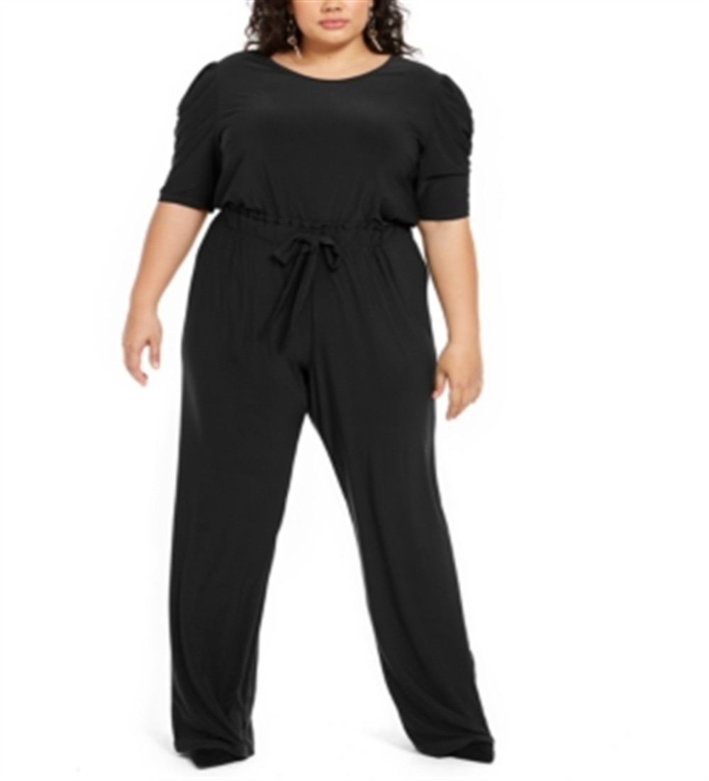 NY Collection Women's Plus Size Tie-Fr Black 1X