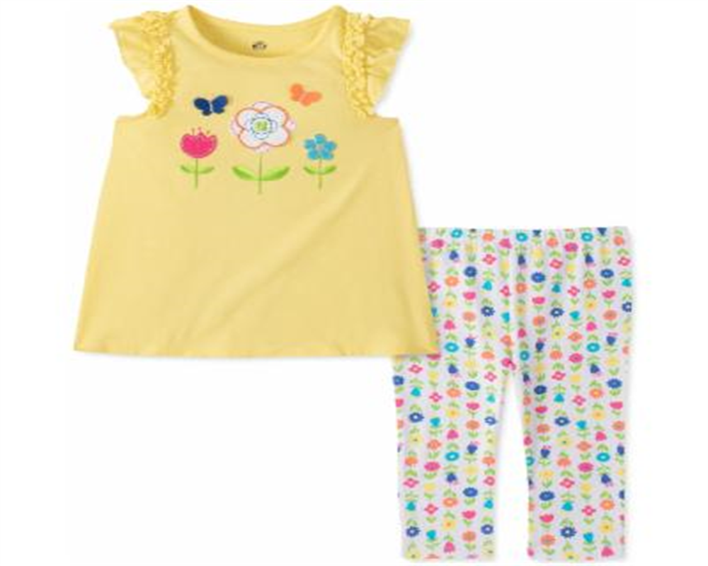 Kids Headquarters Little Girl's 2 Pc Flower Surprise Tunic & Leggings Set Yellow Size 5