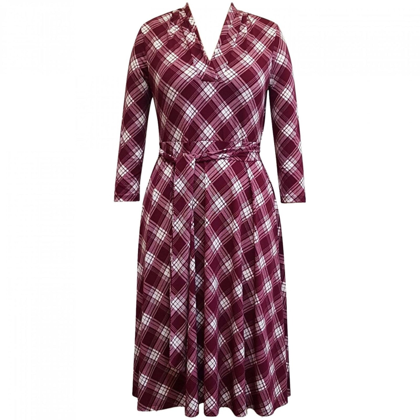 Charter Club Women's Plaid V Neck Dress Red Size Medium