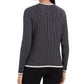 Charter Club Women's Petite Metallic-Trim Grid-Patterned Cardigan Sweater Black Size Petite S