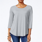 JM Collection Women's 3/4 Sleeve Top Gray Size XX-Large