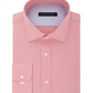Tommy Hilfiger Men's Solid Long Sleeve Work Dress Shirt Red Size 17.5- 36/37
