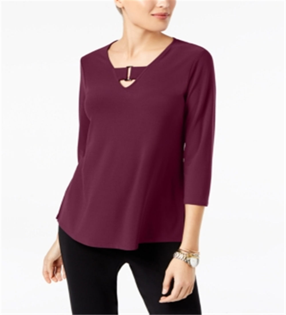 Alfani Women's Keyhole High-Low Top Red Size X-Large