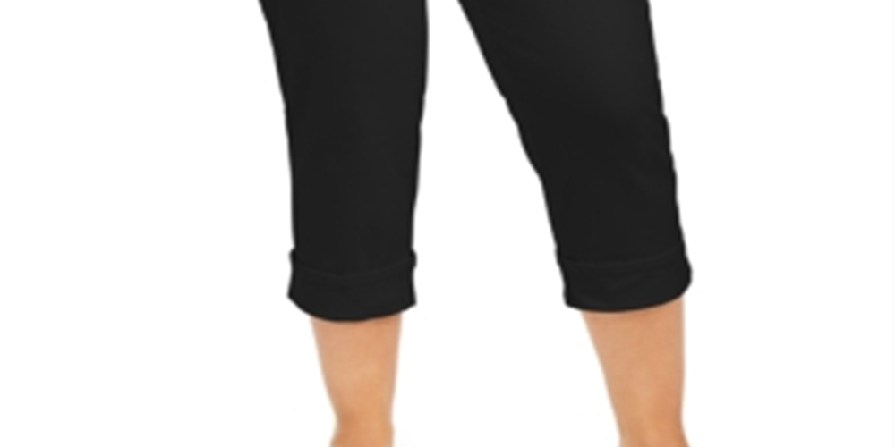 Style & Co Women's Plus Tummy Control Cropped Cuffed Jeans Black Size Petite Small