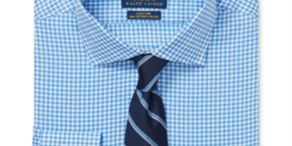 Polo Ralph Lauren Men's Gingham Cotton Dress Shirt Blue Size 17.5X32-33