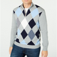 Club Room Men's Pima Argyle Quarter-Zip Sweater Gray Size 3XL