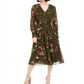 Taylor Women's Floral-Print V-Neck Dress Green Size 16