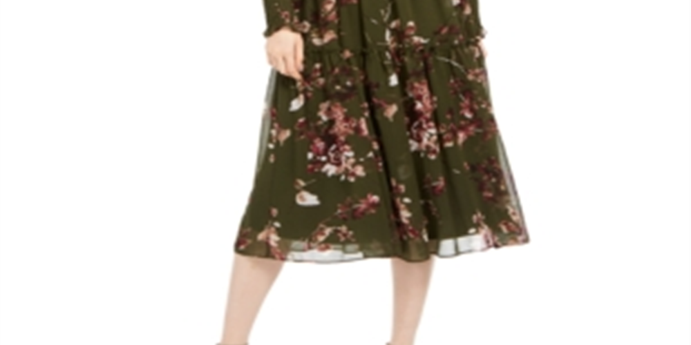 Taylor Women's Floral-Print V-Neck Dress Green Size 16