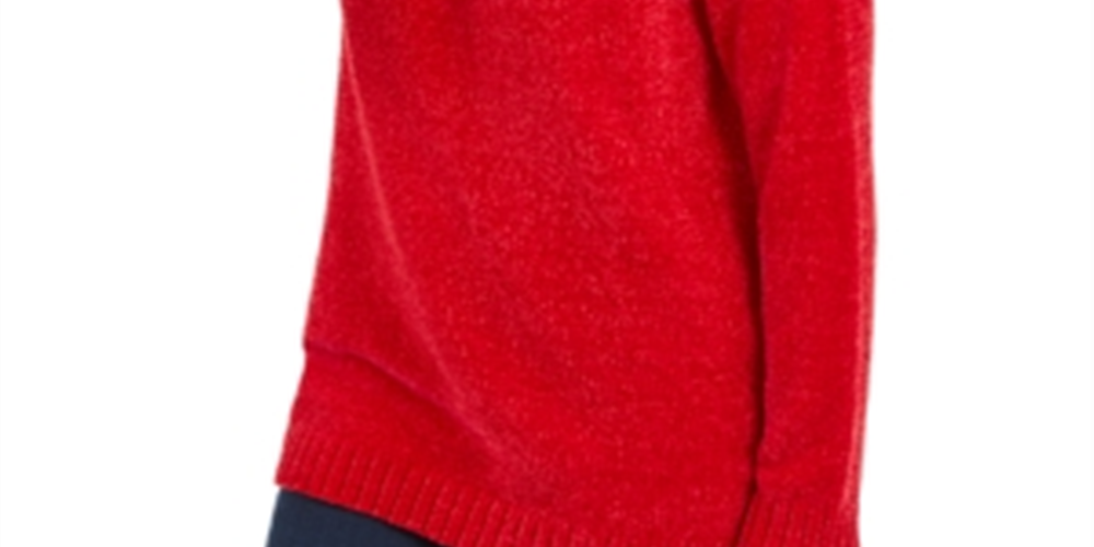 Karen Scott Women's Chenille Mock-Neck Sweater Red Size Large
