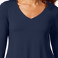JM Collection Women's  V-Neck Handkerchief-Hem Top Blue Size X-Small