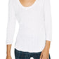 Sanctuary Women's Ruby Scoop Ribbed 3/4 Sleeve Top White  Size XXL