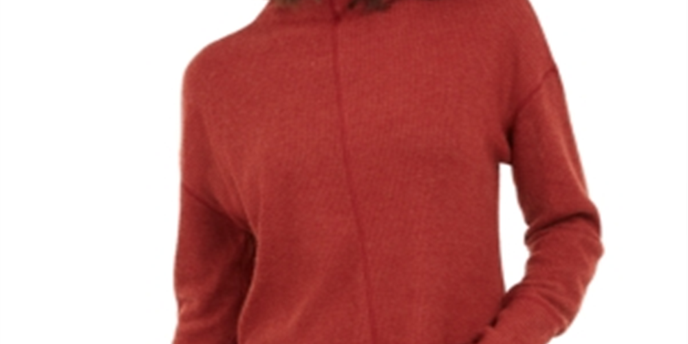 INC International Concepts Women's Ribbed Funnel Neck Top Red Size X-Small