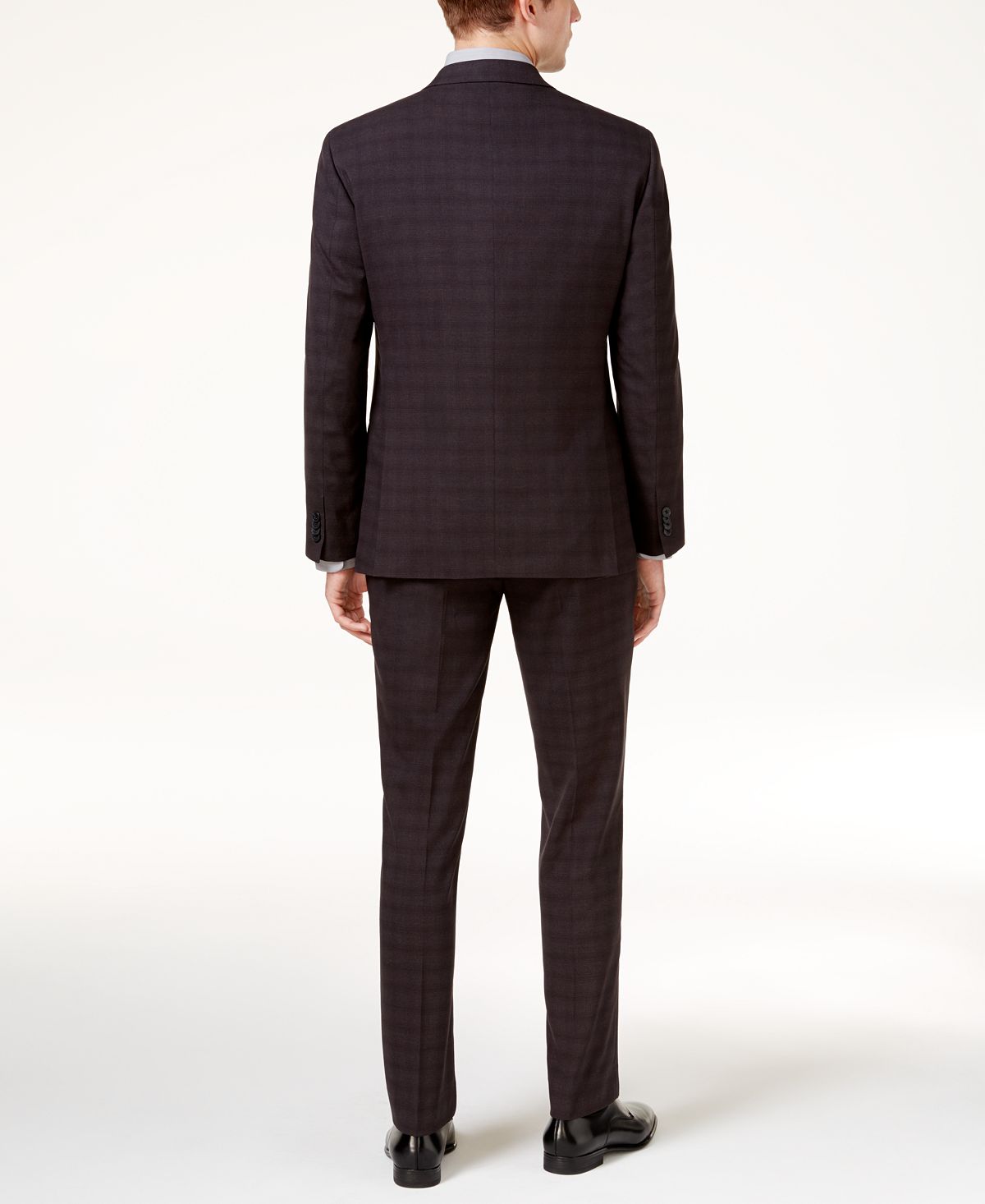 Kenneth Cole Reaction Men's Slim Fit Plaid Sheen Ready Flex Suit Black Size 38