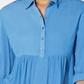 Style & Co Women's Roll Sleeve Oversized Shirt Blue Size Medium